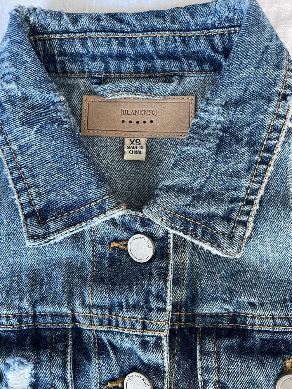 Blank NYC Distressed Denim Jacket Size XS EUC - Picture 4 of 6